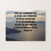 Wees sterk en moedig Joshua 1:9 Lake Sunset Legpuzzel (Horizontaal)
