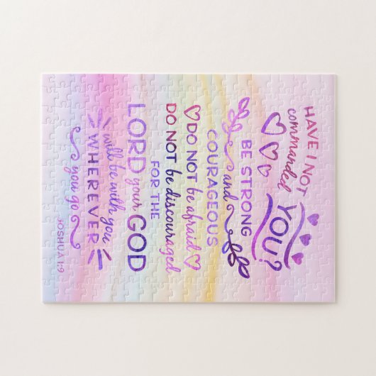 Wees sterk en moedig Joshua 1:9 Legpuzzel (Horizontaal)