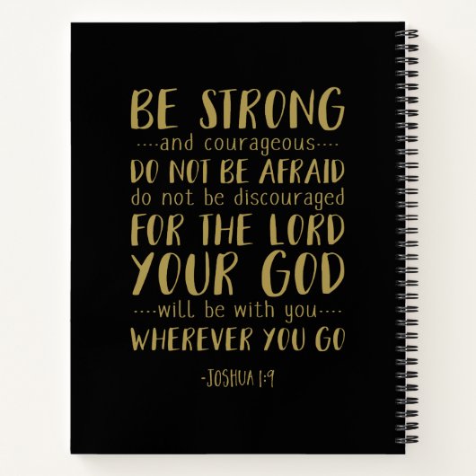 Wees sterk en moedig, Joshua 1:9 Notitieboek (Achterkant)