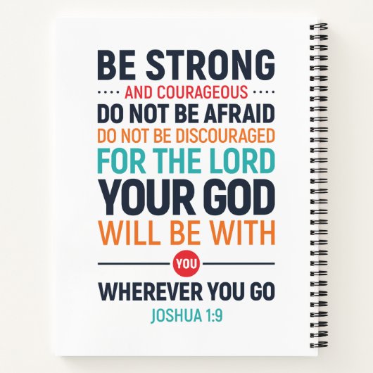 Wees sterk en moedig, Joshua 1:9 Notitieboek (Achterkant)
