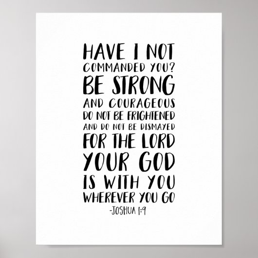 Wees sterk en moedig, Joshua 1:9 Poster (Voorkant)