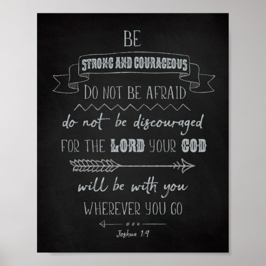 Wees sterk en moedig, Joshua 1:9 Poster (Voorkant)