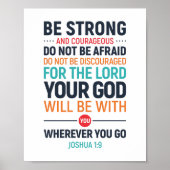 Wees sterk en moedig, Joshua 1:9 Poster (Voorkant)
