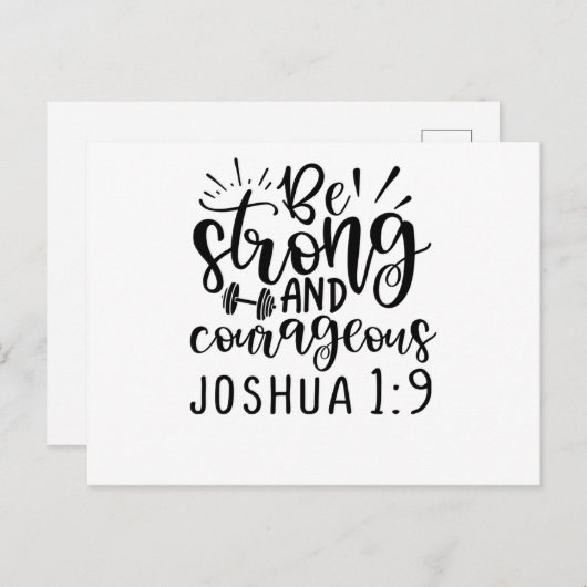 Wees sterk en moedig Joshua 1 9 Uitnodiging Briefkaart (Voorkant / Achterkant)