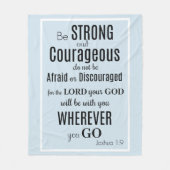 Wees sterk en moedig (Joshua) blauw/zwart Fleece Deken (Voorkant)