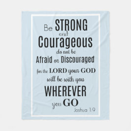 Wees sterk en moedig (Joshua) blauw/zwart Fleece Deken