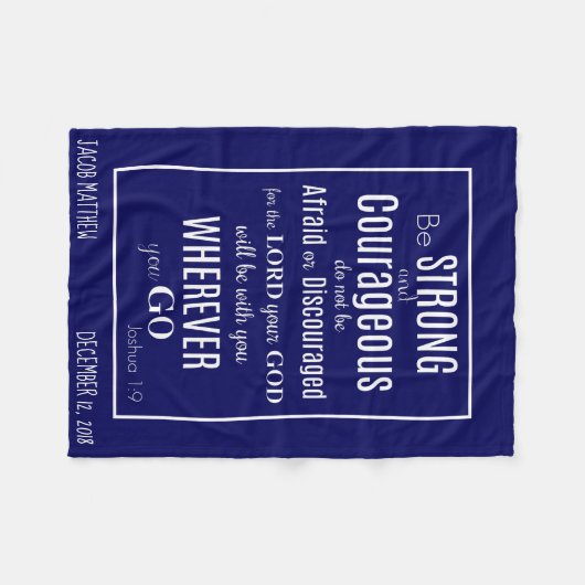 Wees sterk en moedig (Joshua) gepersonaliseerd Fleece Deken (Voorkant (Horizontaal))