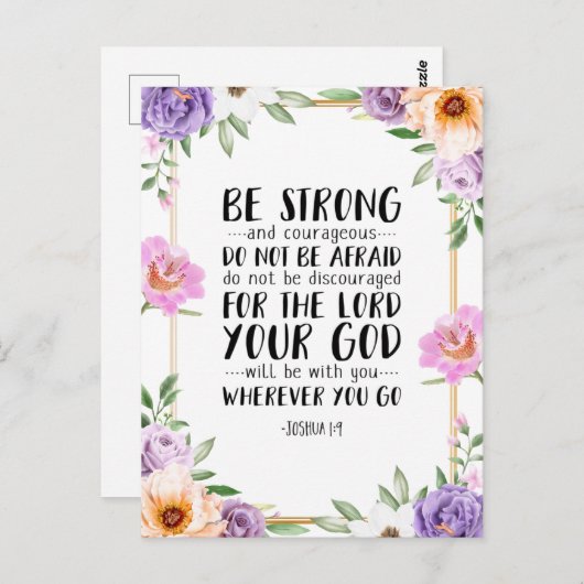 Wees Sterk en Moedig, Jozua 1:9 Briefkaart (Voorkant / Achterkant)