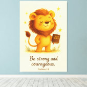 Wees sterk en moedig – Jozua 1:9 Canvas Afdruk (Insitu (Houten vloer))