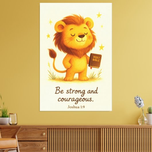 Wees sterk en moedig – Jozua 1:9 Canvas Afdruk (Insitu (Woonkamer))