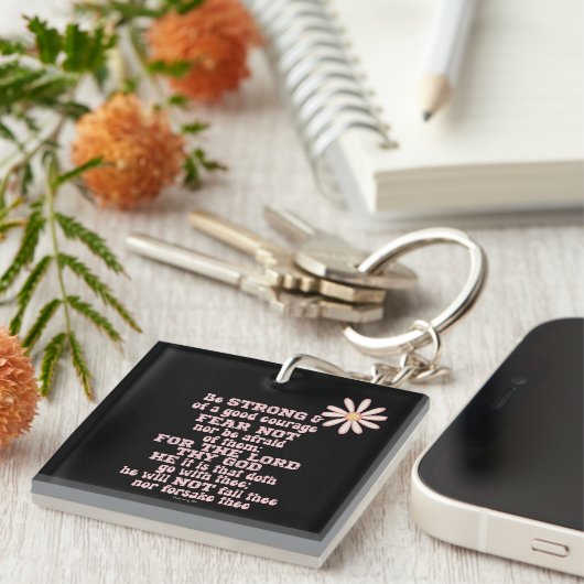 Wees sterk en moedig KJV Bijbelvers Sleutelhanger (Voorkant Rechts)