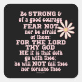 Wees sterk en moedig KJV Bijbelvers Vierkante Sticker (Voorkant)