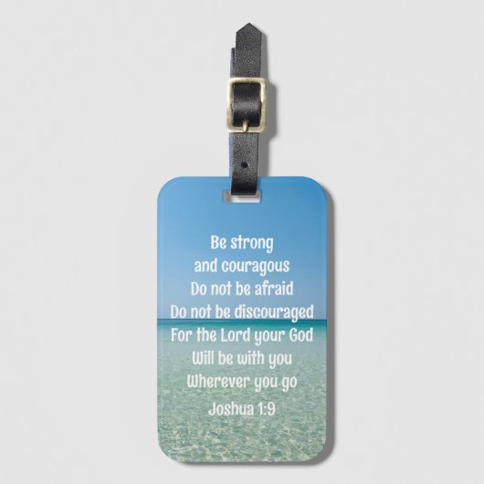 Wees sterk en moedig mooi Christelijk strand Bagagelabel (Voorkant (verticaal))