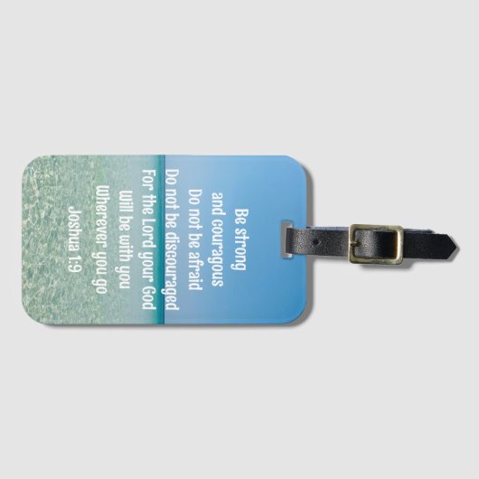 Wees sterk en moedig mooi Christelijk strand Bagagelabel (Voorkant (horizontaal))