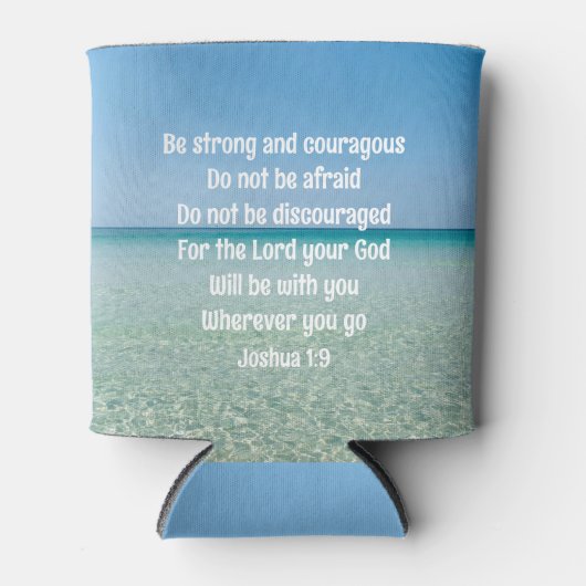 Wees sterk en moedig mooi Christelijk strand Blikjeskoeler (Voorkant)