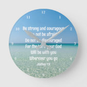 Wees sterk en moedig mooi Christelijk strand Ronde Klok (Voorkant)