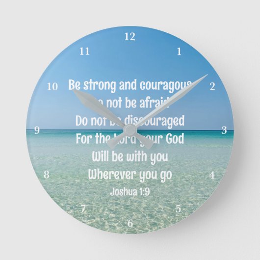 Wees sterk en moedig mooi Christelijk strand Ronde Klok (Voorkant)