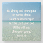 Wees sterk en moedig mooi Christelijk strand Stenen Onderzetter (Voorkant)