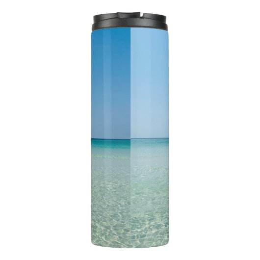 Wees sterk en moedig mooi Christelijk strand Thermosbeker (Achterkant)