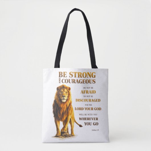 Wees sterk en moedig tote bag (Voorkant)