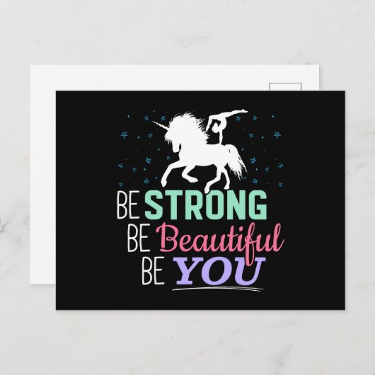Wees sterk en mooi - Gymnastiek Eenhoorn Briefkaart (Voorkant / Achterkant)