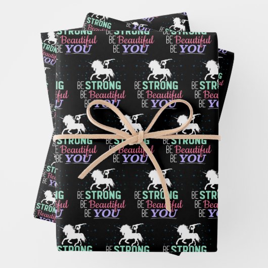 Wees sterk en mooi - Gymnastiek Eenhoorn Inpakpapier Vel (In situ)