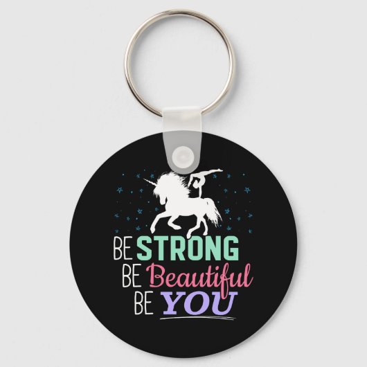 Wees sterk en mooi - Gymnastiek Eenhoorn Sleutelhanger (Voorkant)