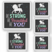 Wees sterk en mooi - Gymnastiek Eenhoorn Sticker (Voorkant)