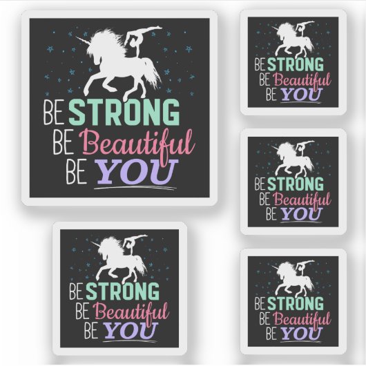 Wees sterk en mooi - Gymnastiek Eenhoorn Sticker (Voorkant)