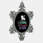 Wees sterk en mooi - Gymnastiek Eenhoorn Tin Sneeuwvlok Ornament (Links)