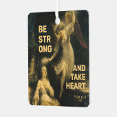 Wees sterk en neem je hart metalen ornament (Voorkant links)