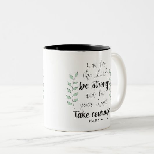 Wees sterk en neem moedige koffie-mok tweekleurige koffiemok (Voorkant rechts)