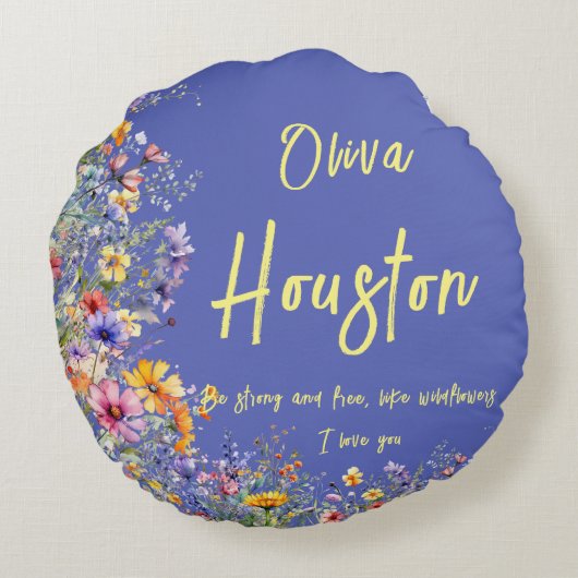 Wees sterk en vrij, net als wilde bloemen | wilde rond kussen (Achterkant)