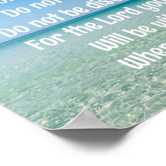 Wees sterk Inspirerend Bible Verse Beach Poster (Hoek)