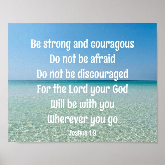 Wees sterk Inspirerend Bible Verse Beach Poster (Voorkant)