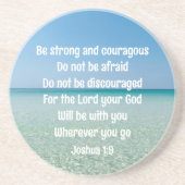 Wees sterk Inspirerend Bible Verse Beach Zandsteen Onderzetter (Voorkant)