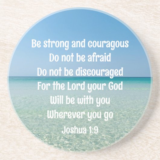 Wees sterk Inspirerend Bible Verse Beach Zandsteen Onderzetter (Voorkant)