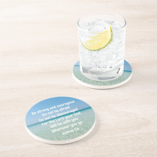 Wees sterk Inspirerend Bible Verse Beach Zandsteen Onderzetter (Zijkant)