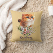 Wees sterk Inspirerend kitten bloemenontwerp Kussen (Deken)
