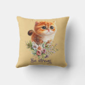 Wees sterk Inspirerend kitten bloemenontwerp Kussen (Achterkant)