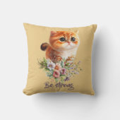 Wees sterk Inspirerend kitten bloemenontwerp Kussen (Voorkant)