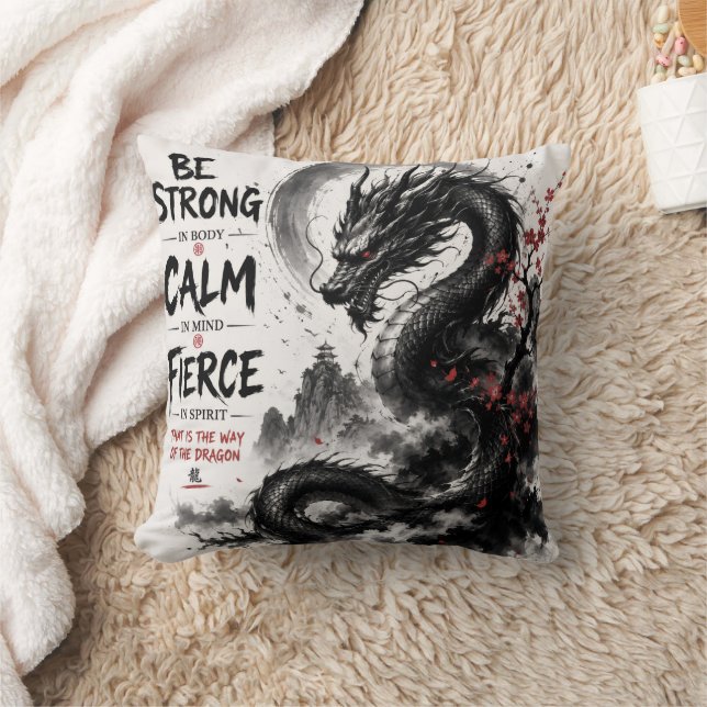 Wees Sterk, Kalm & Fierce Draak Kussen (Deken)