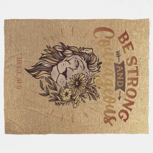 Wees sterk moedig Christelijk Bijbel Verse Lion Fleece Deken (Voorkant (Horizontaal))