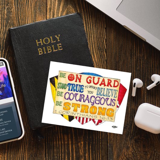 Wees sterk schild Inspirerend Briefkaart