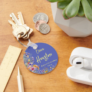 Wees sterk & vrij, als wilde bloemen   Wilde Bloem Sleutelhanger