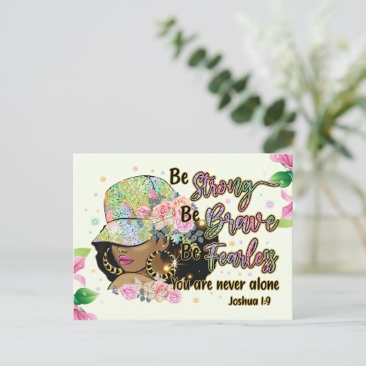 Wees sterk, wees moedig, wees onbevreesd, melanine feestdagenkaart (Staand voorkant)