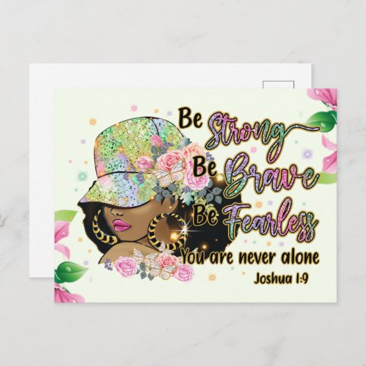 Wees sterk, wees moedig, wees onbevreesd, melanine feestdagenkaart (Voorkant / Achterkant)