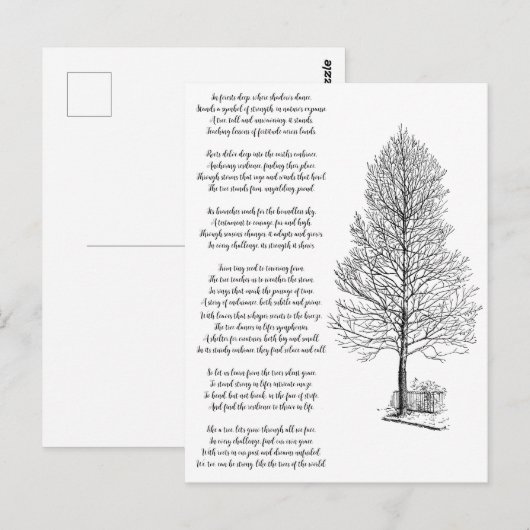 Wees sterk zoals boomkunst en gedicht briefkaart (Voorkant / Achterkant)