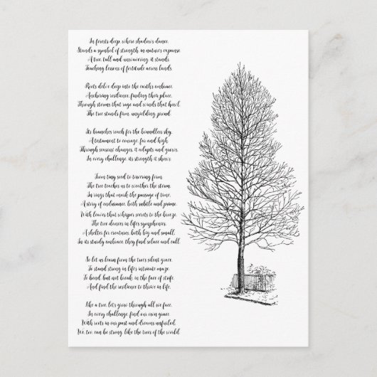 Wees sterk zoals boomkunst en gedicht briefkaart (Voorkant)