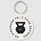 Wees sterker dan excuses fitness kettlebell foto sleutelhanger (Voorkant)